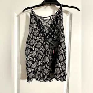 Elegant Black and White Floral Camisole